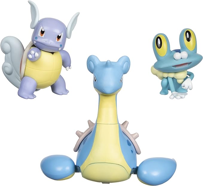 Pokémon Battle Figure, Water-Type Theme 3 Pack with Froakie, Wartortle, Lapras - 4.5-inch Froakie Figure, 3-inch Wartortle Figure, 2-inch Froakie - Toys for Kids Fans - Amazon Exclusive - Figurio