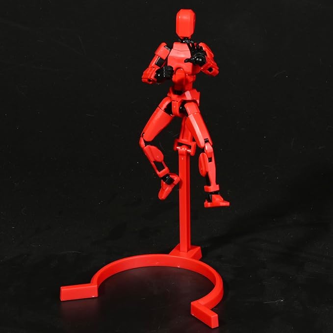 T-13 Creative Action Figure with Pose Stand,Anime Robot Building Toy Sets,Lucky Puppet Joints for Boys,Girls,Men,Women,Multi-Jointed Moveable Dummy Desk Decoration,Desktop Ornament for Game Lover,Red - Figurio