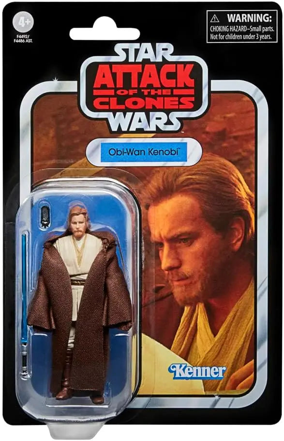 STAR WARS The Vintage Collection OBI-Wan Kenobi Toy VC31, 3.75-Inch-Scale Attack of The Clones Action Figure, Toys Kids 4 and Up - Figurio