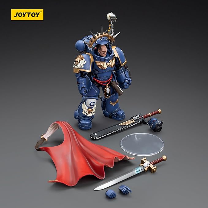 JOYTOY JT7745 40K 1/18 Action Figure Toy, Ultramarines Captain in Gravis Armour, 4-inch Model Set, Gift for Action Figure Enthusiasts and Collectors - Figurio