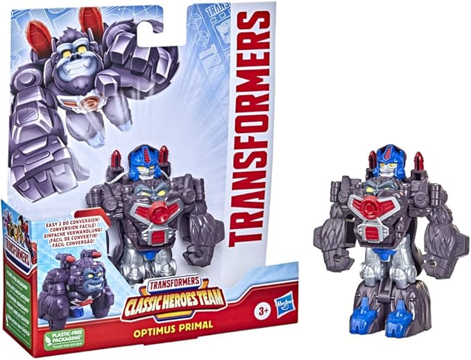 Transformers Classic Heroes Team Optimus Primal Converting Toy, 4.5-Inch Action Figure, for Kids Ages 3 and Up - Figurio