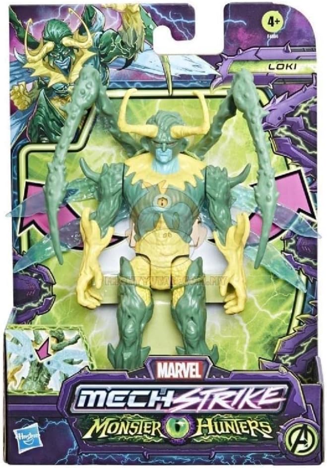 Marvel Mech Strike Monster Hunters 6" Figure - Loki - F4804 - Hasbro, Green and Gold - Figurio