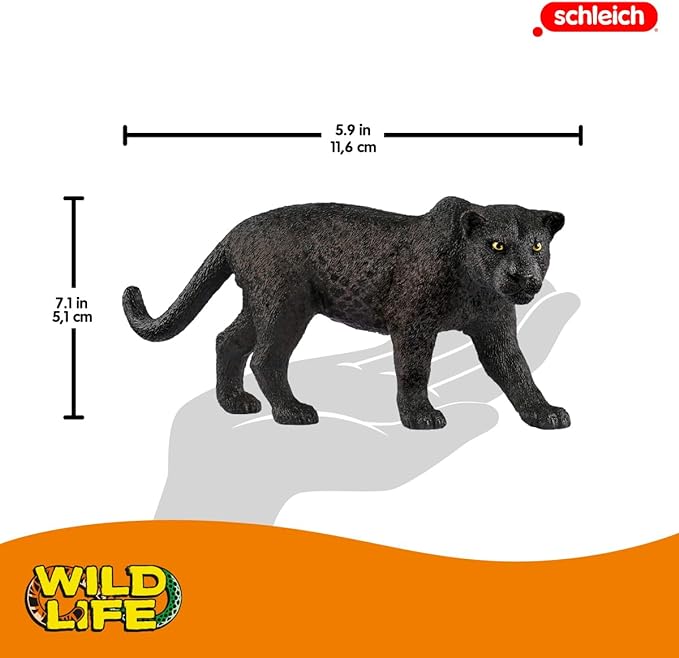 Schleich Wild Life Realistic Prowling Black Panther Figure - Jungle Animal Figure for Kids, Perfect Durable Toy for Fun and Imaginative Adventures, Gift for Boys and Girls Ages 3+ - Figurio