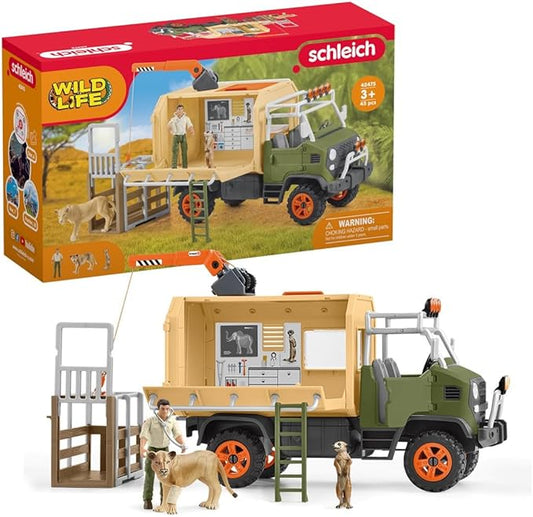 Schleich Wild Life — 45-Piece Animal Rescue Toy Truck Playset with Ranger, Lion and Meerkat Figures, Playsets to Inspire Storytelling, Wild Animal Toys for Kids Ages 3+ - Figurio