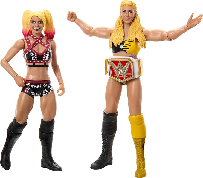 Mattel WWE Charlotte Flair vs Alexa Bliss Championship Showdown Action Figure 2-Pack with RAW Women's Championship, 6-inch - Figurio