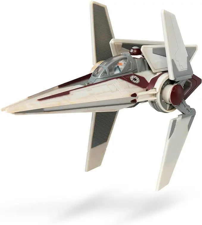 STAR WARS Micro Galaxy Squadron V-Wing Starfighter - 3-Inch Light Armor Class Vehicle with Two 1-Inch Micro Figure Accessories - Figurio