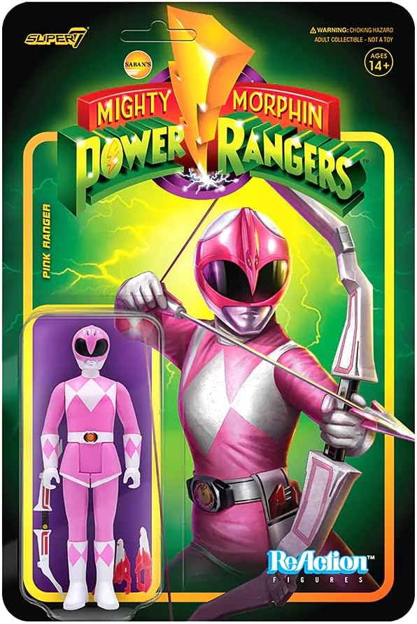 Super7 Mighty Morphin Power Rangers Pink Ranger - 3.75" Power Rangers Action Figure with Accessories Classic TV Show Collectibles and Retro Toys - Figurio