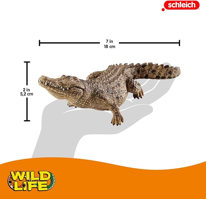 Schleich Wild Life, Realistic Wild Animal Toy for Boys and Girls, Crocodile Toy Figurine with Movable Jaw - Figurio