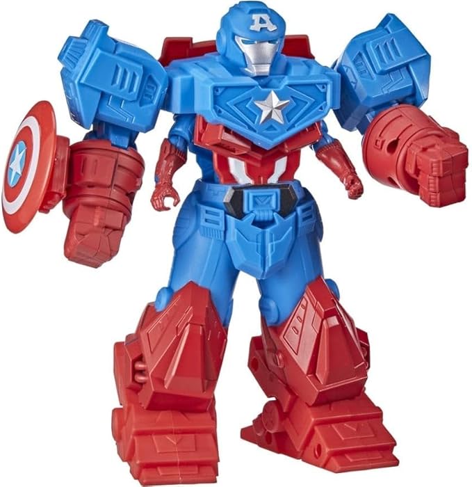 Avengers Marvel Mech Strike 8-inch Super Hero Action Figure Toy Ultimate Mech Suit Captain America, for Kids Ages 4 and Up - Figurio