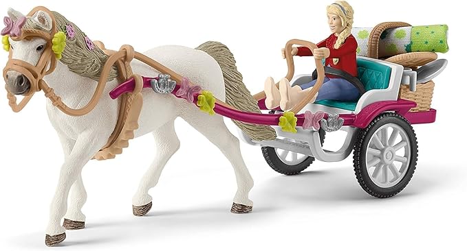 Schleich Horse Club, Horse Toys for Girls and Boys, Carriage Ride with Picnic Horse Set with Horse Toy, 32 Pieces - Figurio