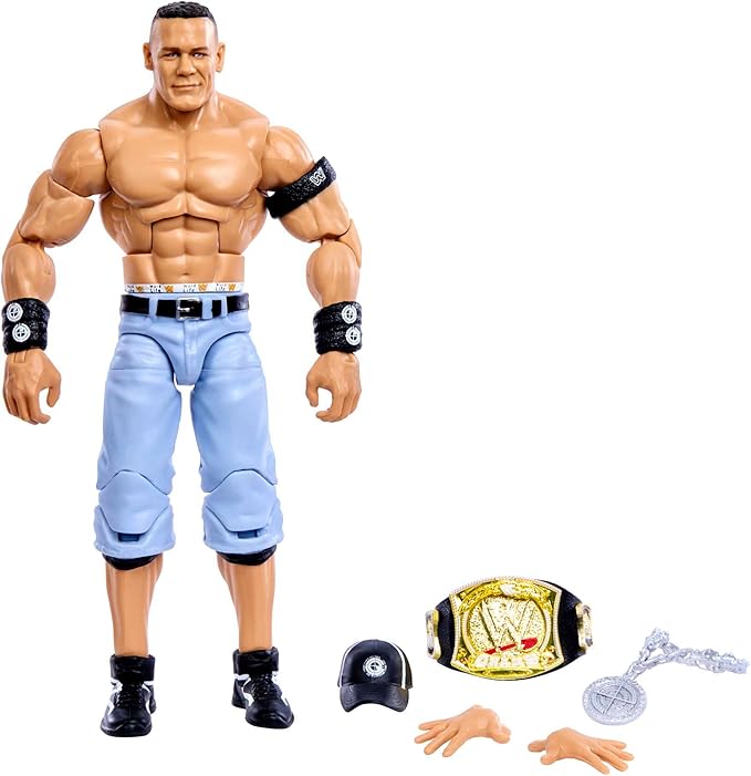 Mattel WWE John Cena Elite Collection Action Figure, Deluxe Articulation & Life-like Detail with Iconic Accessories, 6-inch - Figurio