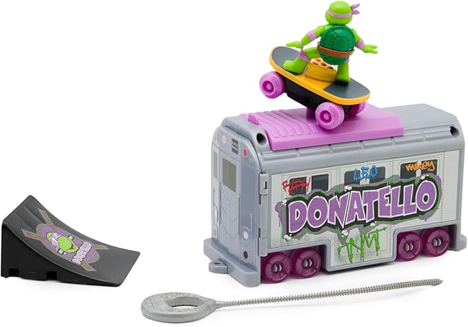 Teenage Mutant Ninja Turtles 5" Switch Kick Subway Launcher Donatello for Ages 3+ - Launch & Battle with Box Car - Collect All 4! - Figurio