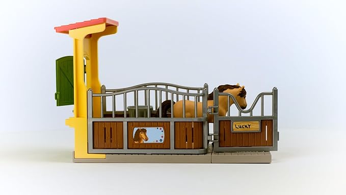 Schleich Farm World, Horse Toys for Girls and Boys, Horse Stall Set with Iceland Pony Stallion Toy Figure - Figurio