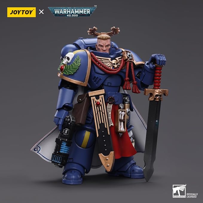 JOYTOY HAPPXYGG Warhammer 40k 1/18 4.7-inch Ultramarines Primaris Captain with Power Sword and Plasma Pistol action figure model toy series - Figurio