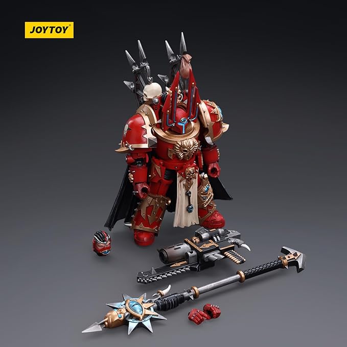 JOYTOY JT6816 40K 1/18 Action Figure Toy, ChaosSpace Marines Crimson Slaughter Sorcerer Lord in Terminator Armour, 4-inch Model Set, Gift for Action Figure Enthusiasts and Collectors - Figurio