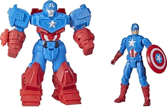 Avengers Marvel Mech Strike 8-inch Super Hero Action Figure Toy Ultimate Mech Suit Captain America, for Kids Ages 4 and Up - Figurio