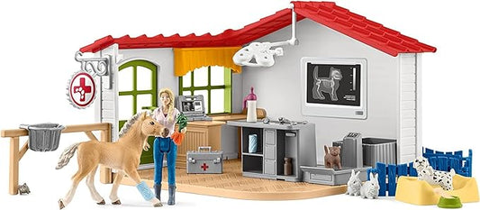 Schleich Farm World — 43-Piece Veterinarian Kit for Kids, Vet Playset with Vet Doll, Pets, Exam Table and Other Accessories, Farm Animal Toys for Kids Ages 3+ - Figurio