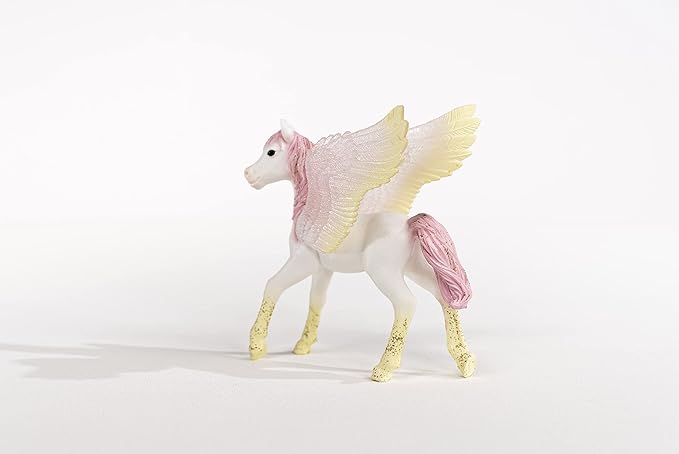 Schleich bayala Mythical Sunrise Pegasus Foal Horse Figurine - Featuring Glittery Decorated Details and Transparent Wings, Imaginative Fun and Durable Toy for Girls and Boys, Gift for Kids Ages 5+ - Figurio