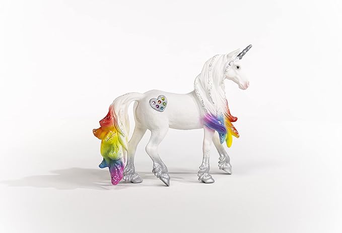 Schleich bayala, Unicorn Toys for Girls and Boys, Rainbow Love Unicorn Stallion with Glitter and Rhinestone Details, Ages 5+, Multicolor, 4.5 inch - Figurio