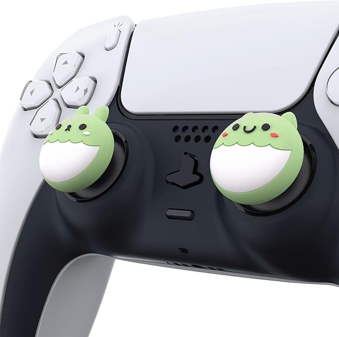 PlayVital Rabbit & Squirrel Cute Thumb Grip Caps for ps5/4 Controller, Silicone Analog Stick Caps Cover for Xbox Series X/S, Thumbstick Caps for Switch Pro Controller - Matcha Green - Figurio