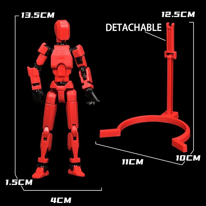 T-13 Creative Action Figure with Pose Stand,Anime Robot Building Toy Sets,Lucky Puppet Joints for Boys,Girls,Men,Women,Multi-Jointed Moveable Dummy Desk Decoration,Desktop Ornament for Game Lover,Red - Figurio