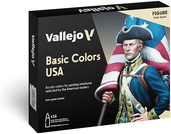 Vallejo Basic USA Acrylic Colors Paint Set, 17ml, Assorted Colors, 0.57 Fl Oz (Pack of 16) - Figurio