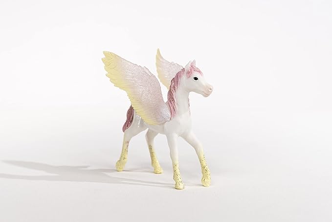 Schleich bayala Mythical Sunrise Pegasus Foal Horse Figurine - Featuring Glittery Decorated Details and Transparent Wings, Imaginative Fun and Durable Toy for Girls and Boys, Gift for Kids Ages 5+ - Figurio