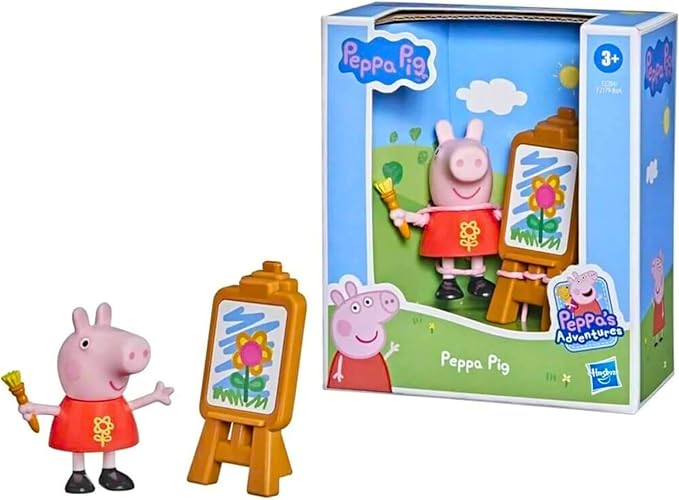 Hasbro Peppa Pig - 3" 8cm Poseable Articulated Figure & Accessory Sets - Set of All 6 Characters - Figurio