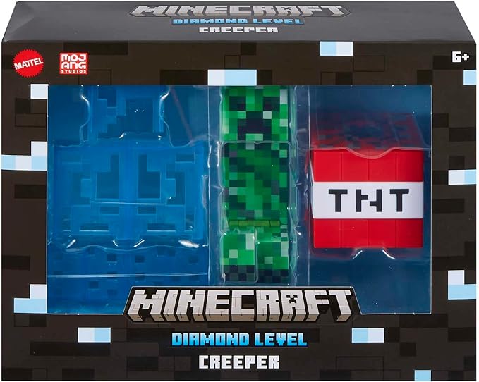 Mattel Minecraft Diamond Level Creeper Action Figure & Die-Cast Accessories, Collectible Toy Inspired by Video Game, 5.5 inch - Figurio