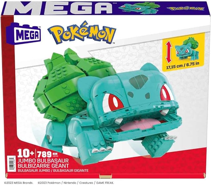 MEGA Pokémon Action Figure Building Toys for Kids, Jumbo Bulbasaur with 355 Pieces, Buildable and Poseable, 7 inches, 7 Year Old Gift Idea - Figurio