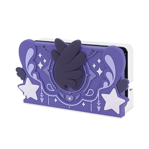 GeekShare Soft Silicone Faceplate Cover for Nintendo Switch/OLED Charging Dock, Anti-Scratch Dock Cover- Star Wings Series (Purple) - Figurio