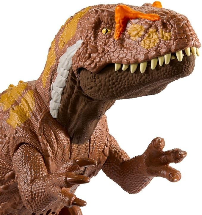 Jurassic World Wild Roar Megalosaurus Dinosaur Figure with Continuing Roar Sound & Attack Action, Posable Physical Toy & Digital Play - Figurio