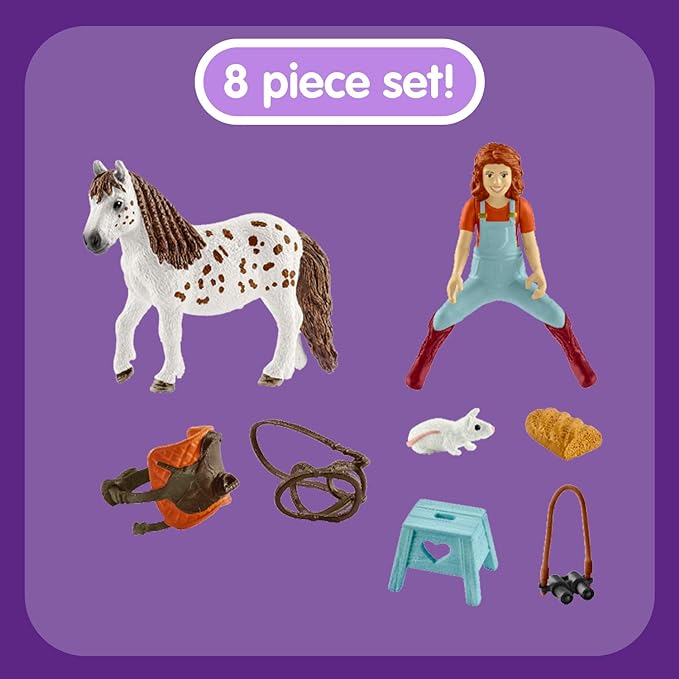 Schleich Horse Club, 9-Piece Playset, Horse Toys for Girls and Boys 5-12 years old Mia and Spotty Multi, 15cm/5.9in - Figurio