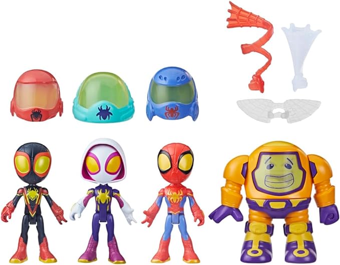 Spidey and his Amazing Friends Marvel Web-Spinners Gear Up for Adventure 4-Pack, 4-Inch Action Figures with 6 Accessories, Super Hero Toys for Kids 3+ - Figurio