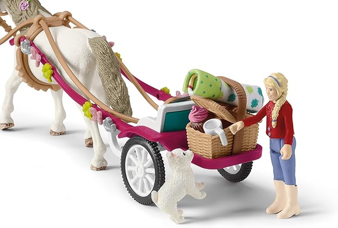 Schleich Horse Club, Horse Toys for Girls and Boys, Carriage Ride with Picnic Horse Set with Horse Toy, 32 Pieces - Figurio