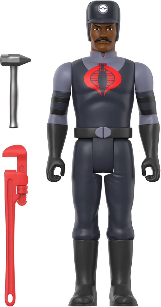 Super7 G.I. Joe Cobra Snakeling Factory Worker (Mustache/Brown) - 3.75" G.I. Joe Action Figure with Accessory Classic Cartoon Collectibles and Retro Toys - Figurio