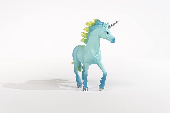 Schleich bayala, Unicorn Toys for Girls and Boys, Marshmallow Unicorn Stallion, Blue and Green ,with Gems, Ages 5+ - Figurio