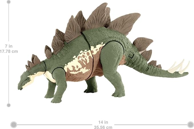 Mattel Jurassic World Toys Camp Cretaceous Mega Destroyers Stegosaurus Dinosaur Action Figure, Toy Gift with Movable Joints, Attack and Breakout Feature - Figurio