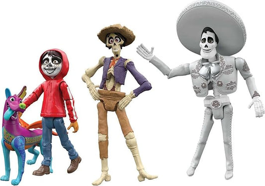 Disney Pixar Coco Storyteller Action Figure Multi-Pack, Miguel Hector Ernesto Dante In the Land of the Dead, Posable Movie Toys - Figurio