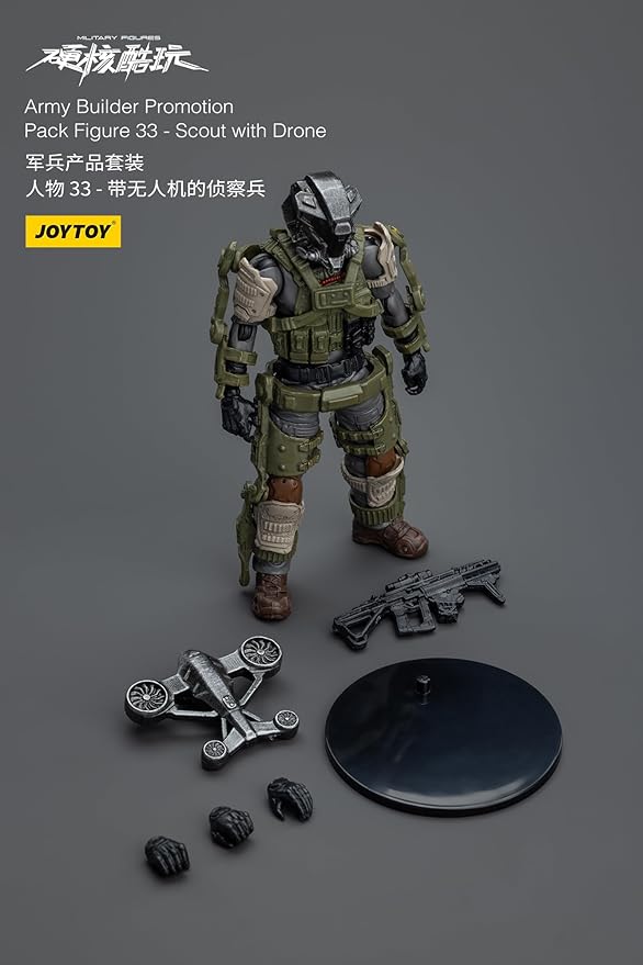 JOYTOY 1/18 Action Figure Army Builder Promotion Pack Figure 33 -Scout with Drone Collection Model Birthday Gifts - Figurio