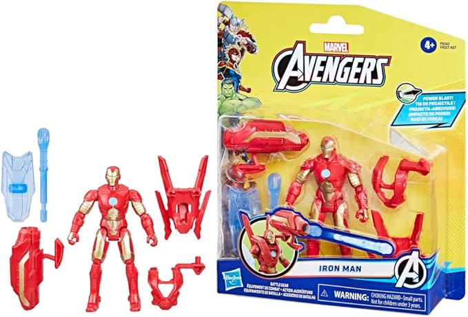 Marvel Epic Hero Series Battle Gear Iron Man Action Figure, 4-Inch, Avengers Super Hero Toys for Kids Ages 4 and Up - Figurio