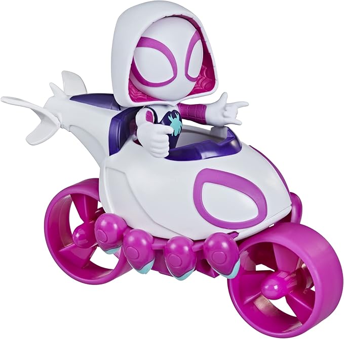 Spidey and His Amazing Friends Marvel Ghost-Spider Action Figure and Copter-Cycle Vehicle, for Kids Ages 3 and Up - Figurio