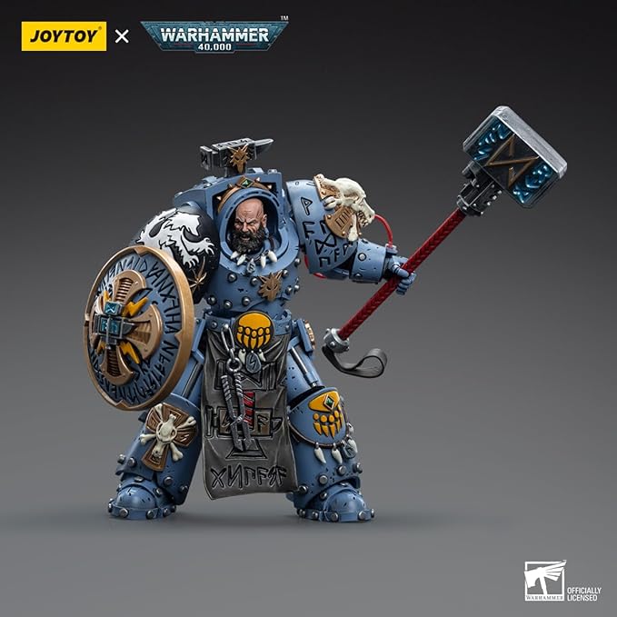 JOYTOY HAPPXYGG Warhammer 40k 1/18 4.7-inch Space Wolves Arjac Rockfist action figure model toy series - Figurio