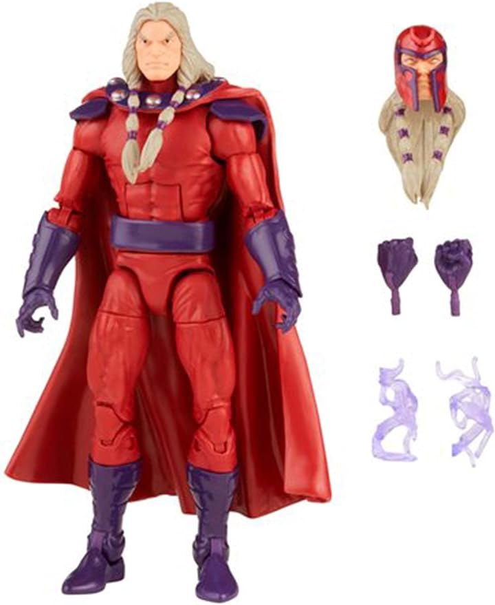 Marvel Legends Series 6-inch Scale Action Figure Toy Magneto, Premium Design, 1 Figure, and 5 Accessories , Red - Figurio