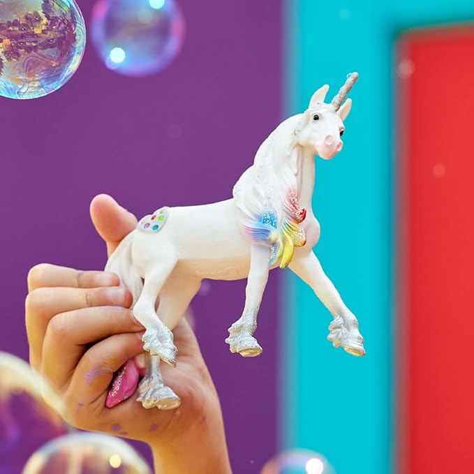 Schleich bayala, Unicorn Toys for Girls and Boys, Rainbow Love Unicorn Stallion with Glitter and Rhinestone Details, Ages 5+, Multicolor, 4.5 inch - Figurio