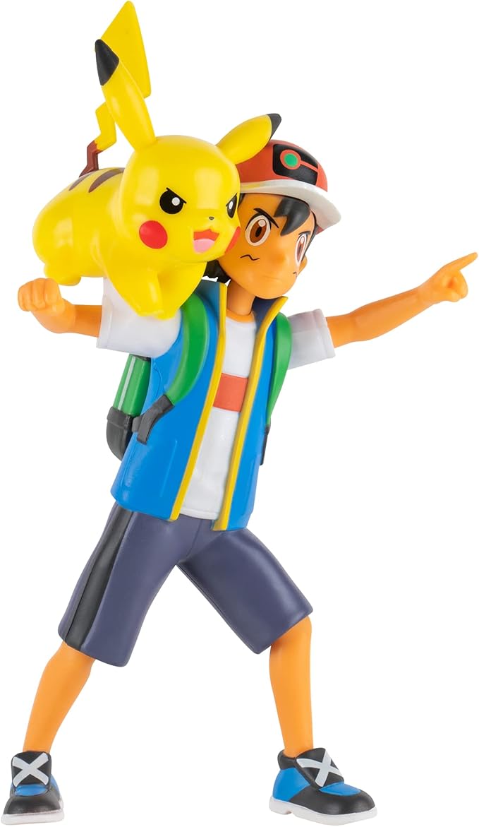 AB Gee 674 PKW2473 EA Pokemon Battle Feature 4.5in Fig Ash and Pikachu, red - Figurio