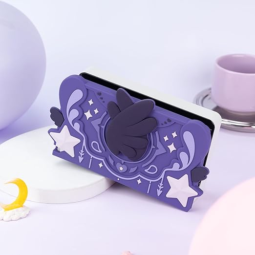 GeekShare Soft Silicone Faceplate Cover for Nintendo Switch/OLED Charging Dock, Anti-Scratch Dock Cover- Star Wings Series (Purple) - Figurio