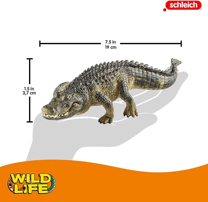 Schleich Wild Life Realistic Alligator Figurine with Movable Jaw - Detailed Alligator Toy Figure, Durable for Education and Fun Play, Perfect for Boys and Girls, Gift for Kids Ages 3+ - Figurio