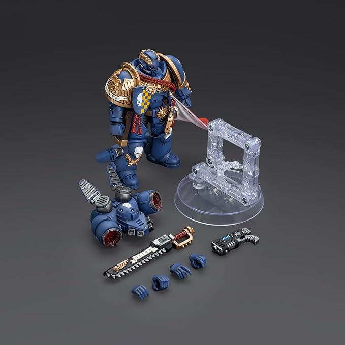 JOYTOY Warhammer 40,000 1/18 Action Figure Ultramarines Captain with Jump Pack Collection Model Birthday Gifts - Figurio