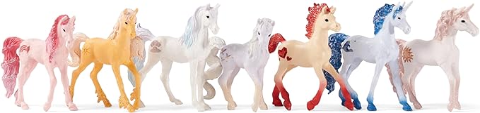 Schleich bayala 7-Piece Gemstone Collectible Unicorn Toy Set with 7 Unique and Collectible Toy Unicorns - Figurio